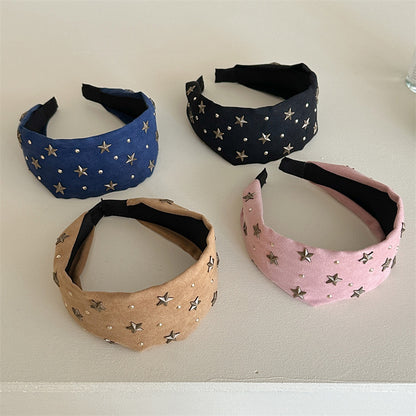 星星寬版復古髮箍－粉色款實拍｜https://igowo.tw/