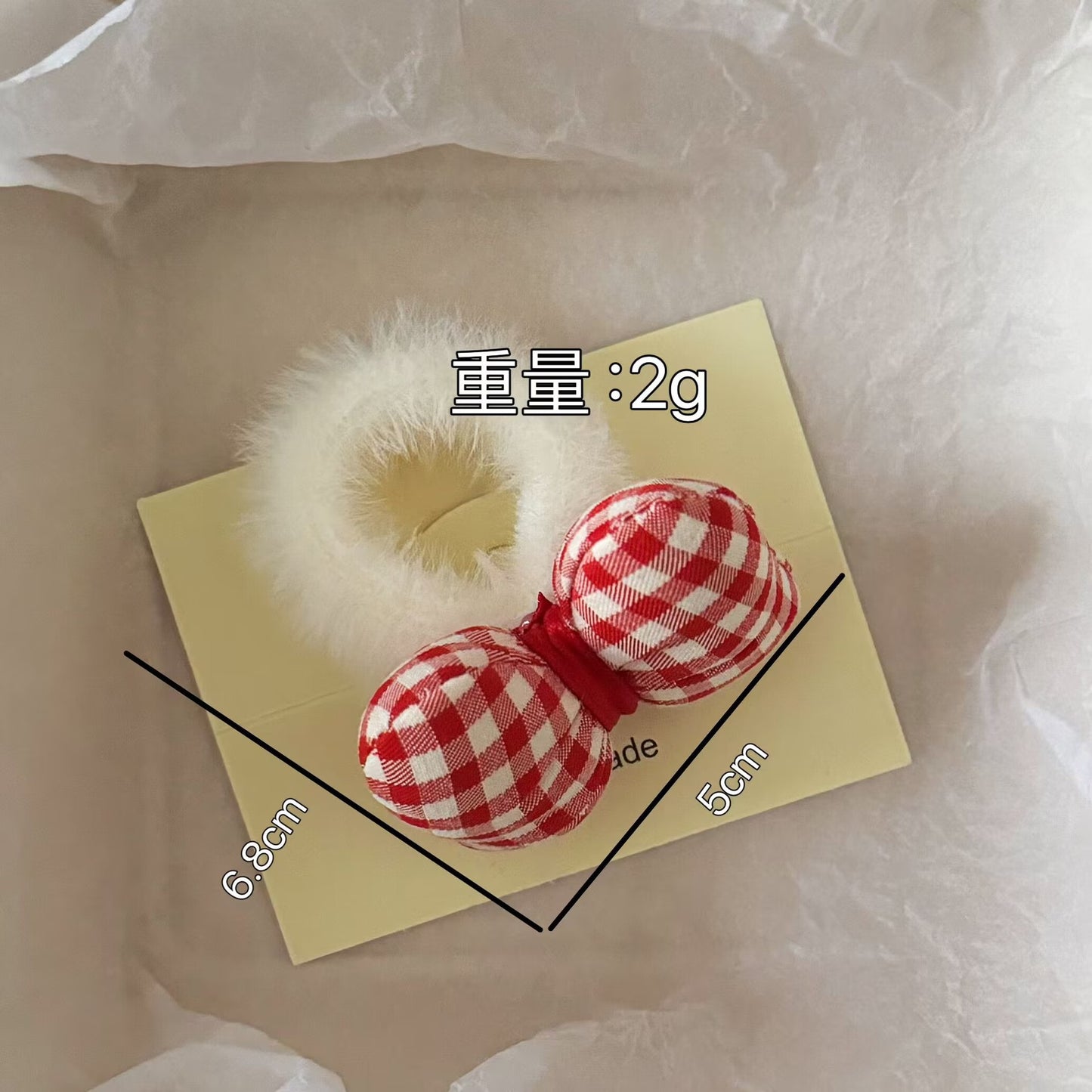 紅色絨面蝴蝶結髮圈