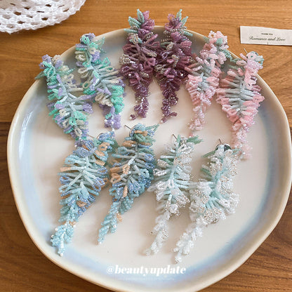 銀針水晶串珠流蘇手工編織耳環清新甜美度假風耳釘小眾高級感耳飾