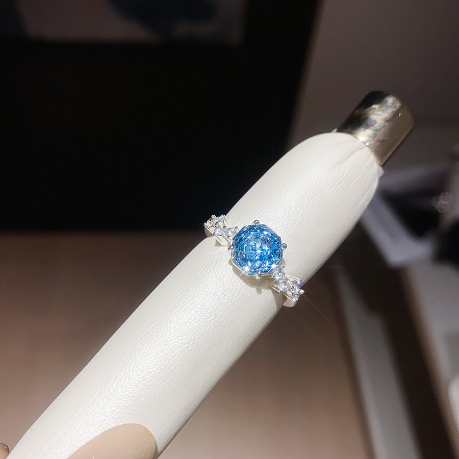 鋯石花朵可調式戒指