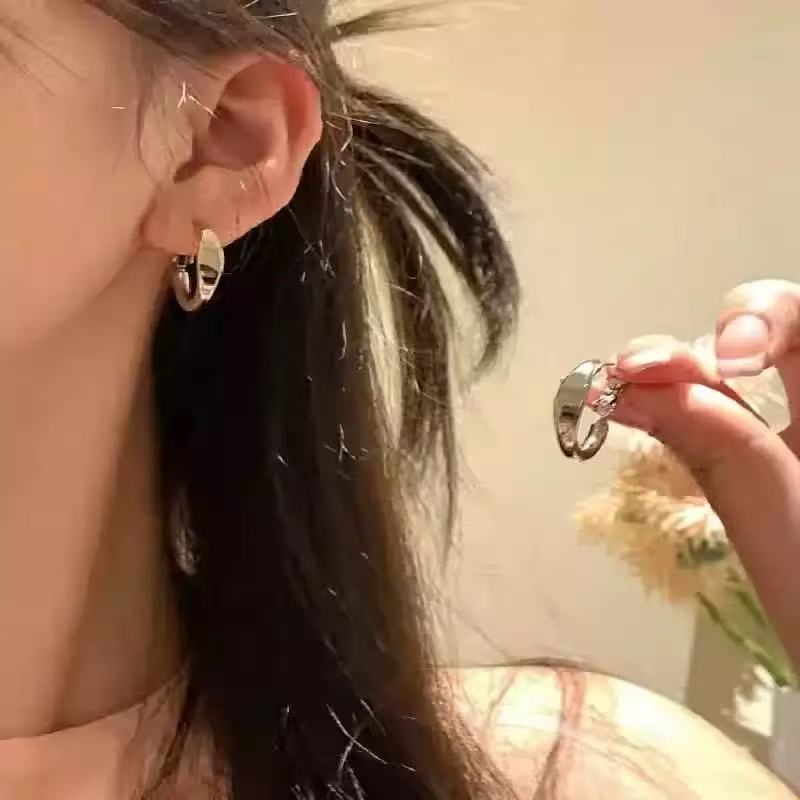 韓系ins銀針圓圈耳扣小眾個性冷淡風耳環小巧精致高級感耳飾