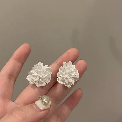 銀針鋯石樹脂珍珠花朵煙花耳釘小清新甜美溫柔耳環小眾設計感耳飾
