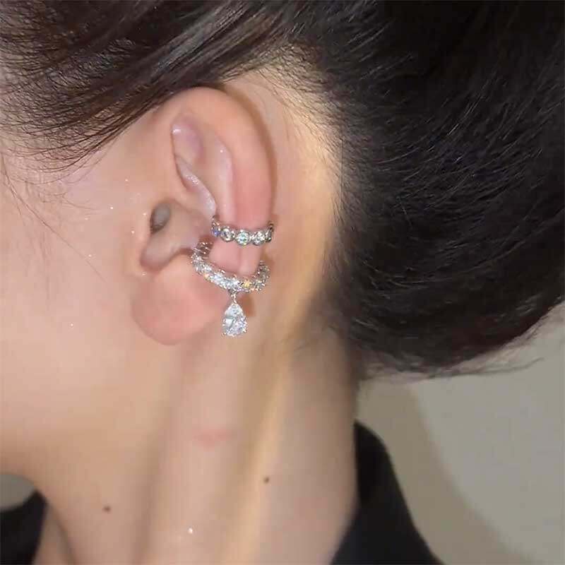 超閃滿鉆水滴耳夾女無耳洞韓系ins風輕奢耳骨夾精致小眾百搭耳飾