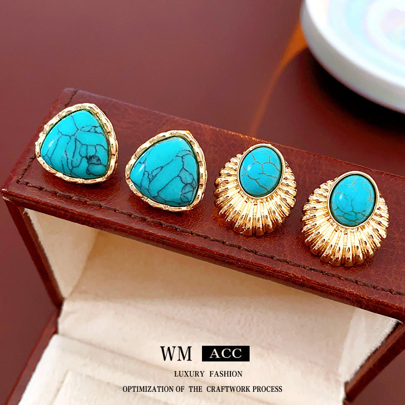 銀針幾何復古耳釘－商品主圖｜https://igowo.tw/