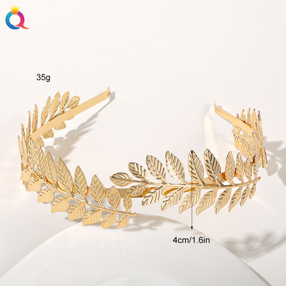 金色金屬樹葉髮箍－細節特寫27｜https://igowo.tw/