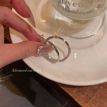 銀針素圈簡約耳環