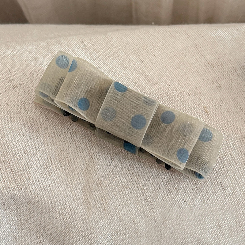 網紗波點蝴蝶結髮夾