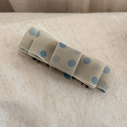 網紗波點蝴蝶結髮夾