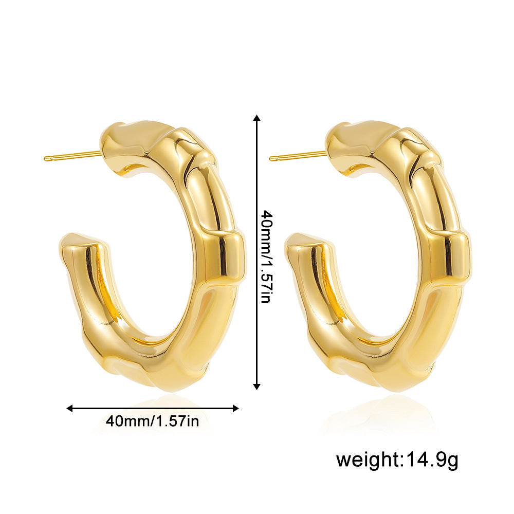 不鏽鋼C形誇張耳環－細節特寫4｜https://igowo.tw/