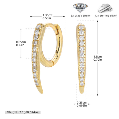 S925 新款耳扣時尚個性鑲鋯排鉆柳釘耳環輕奢百搭小眾飾品