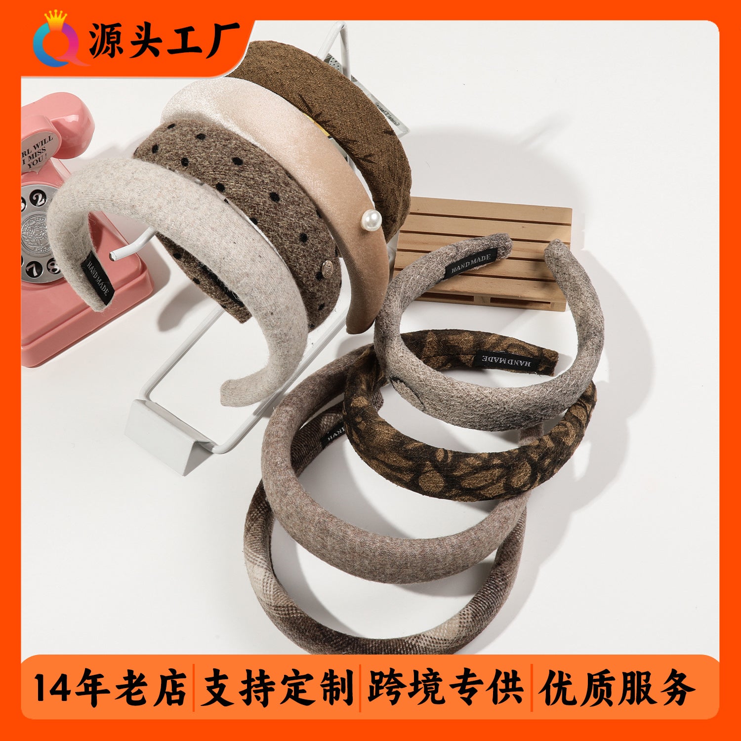 棕色寬版髮箍－商品主圖｜https://igowo.tw/