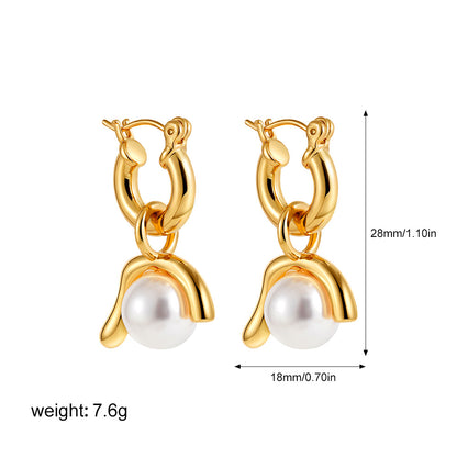 金色珍珠兩用誇張耳墜