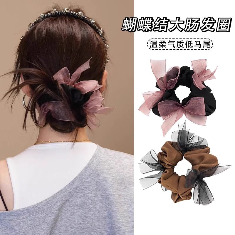 網紗蝴蝶結大腸圈髮圈－商品主圖｜https://igowo.tw/