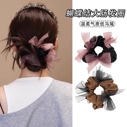 網紗蝴蝶結大腸圈髮圈－商品主圖｜https://igowo.tw/