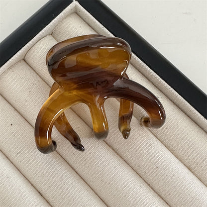 醋酸板材鯊魚夾－五齒章魚夾-咖色款細節｜https://igowo.tw/