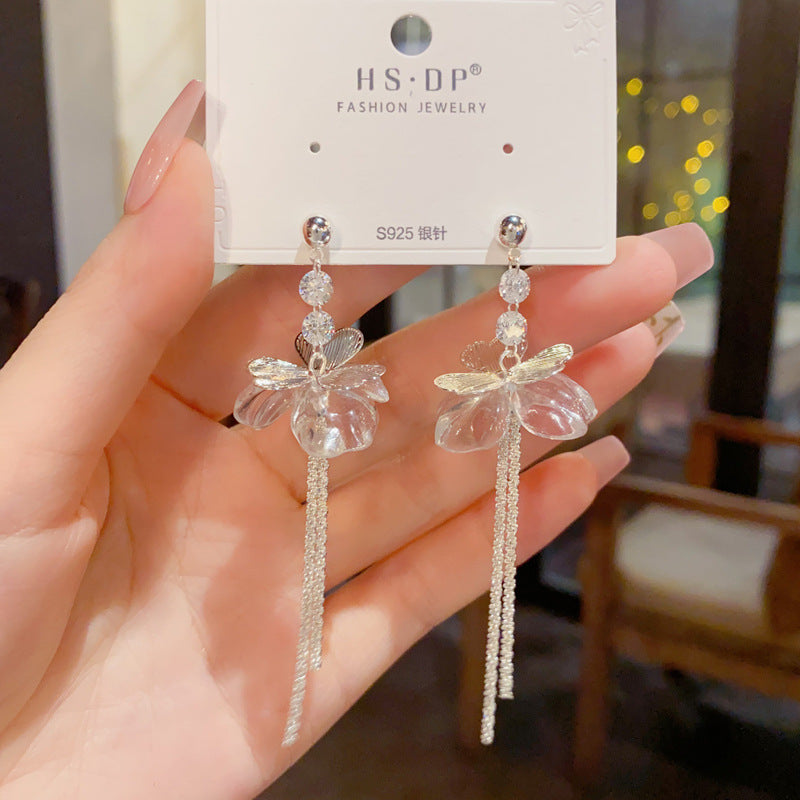 壓克力花朵流蘇耳墜－第二視角實拍｜https://igowo.tw/