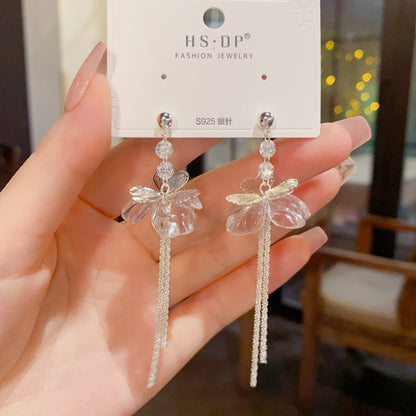 壓克力花朵流蘇耳墜－第二視角實拍｜https://igowo.tw/