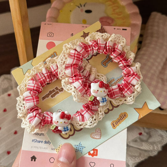 紅色草莓貓咪髮圈－商品主圖｜https://igowo.tw/