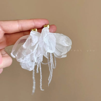 藍色花朵誇張耳環