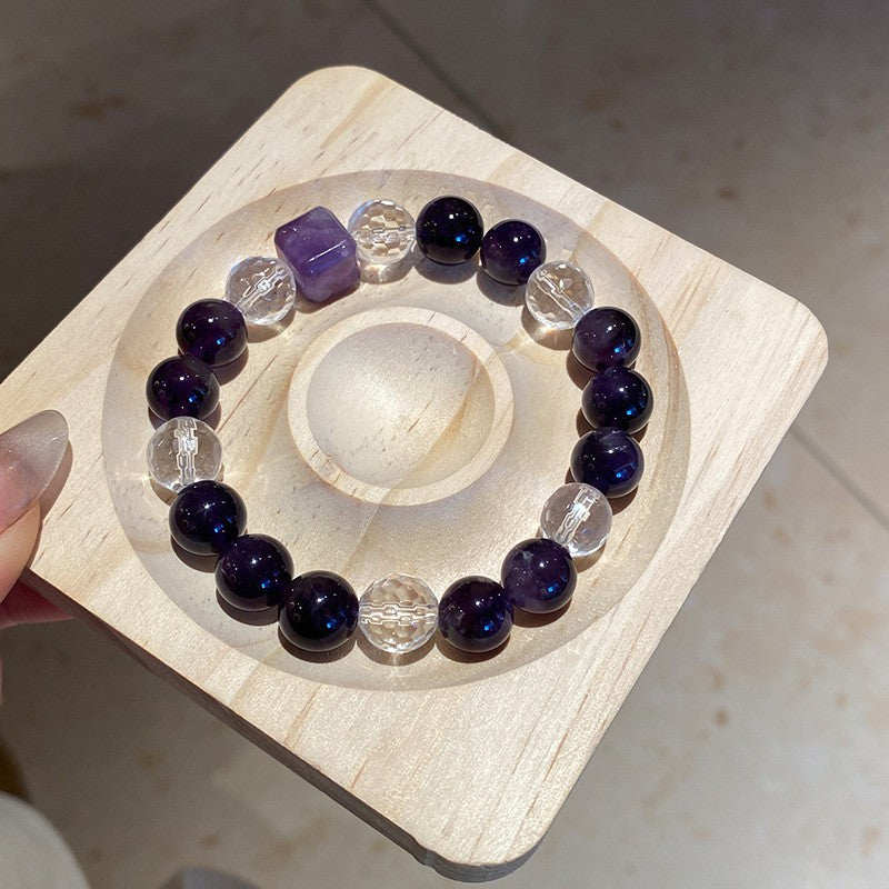 紫水晶蛇形纏繞串珠手鏈新中式復古百搭手串小眾氣質設計感手飾女