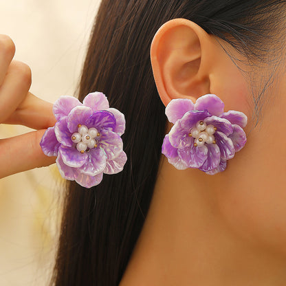 繽紛花朵耳釘