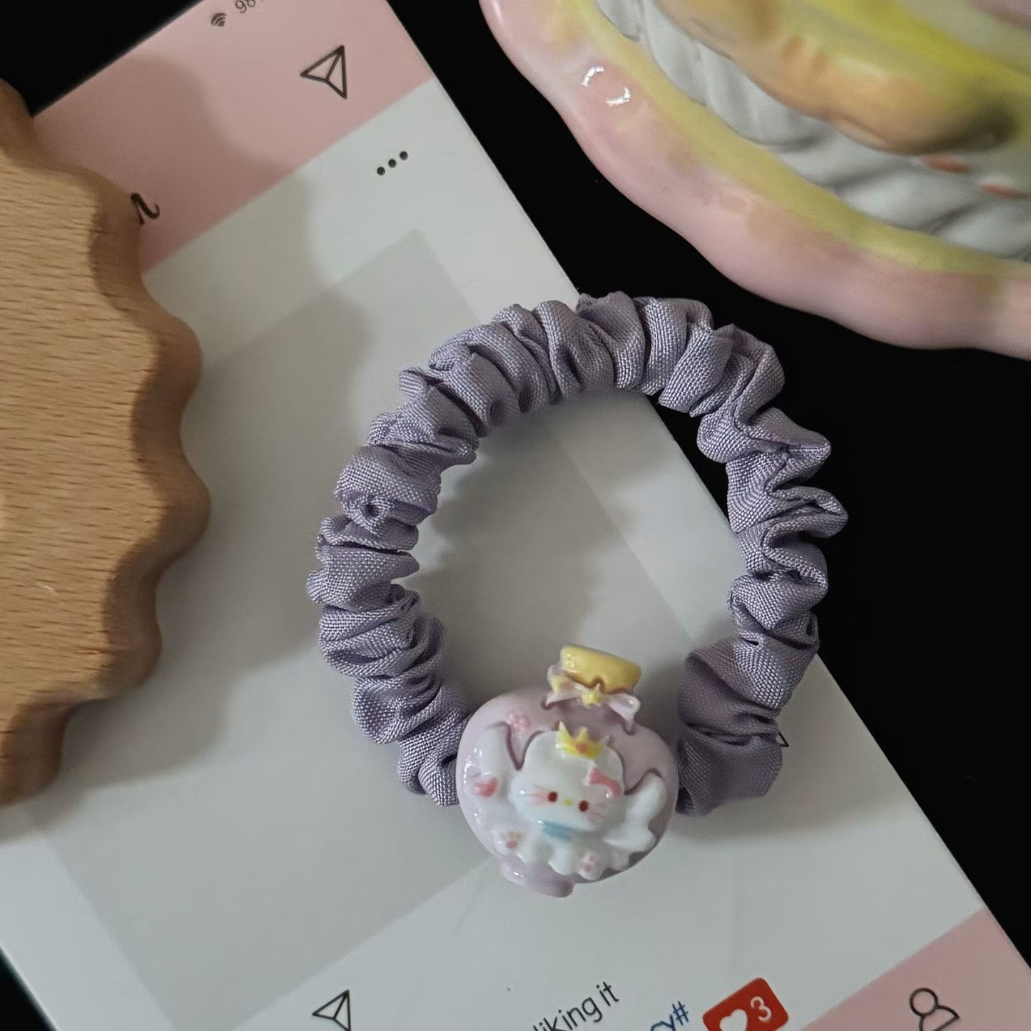 繽紛貓咪髮圈－粉色髮圈款細節1｜https://igowo.tw/