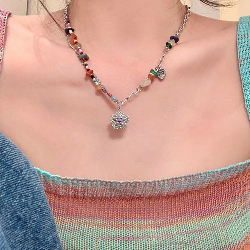 彩色串珠笑臉多層項鍊