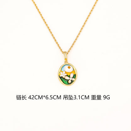 珍珠橢圓墜飾復古項鍊－細節特寫2｜https://igowo.tw/