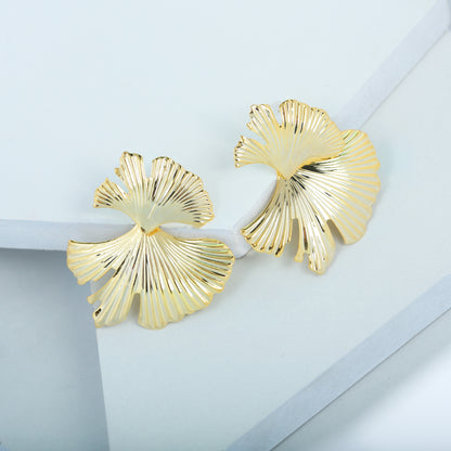 S925花朵誇張耳釘－麥穗-金色款細節｜https://igowo.tw/