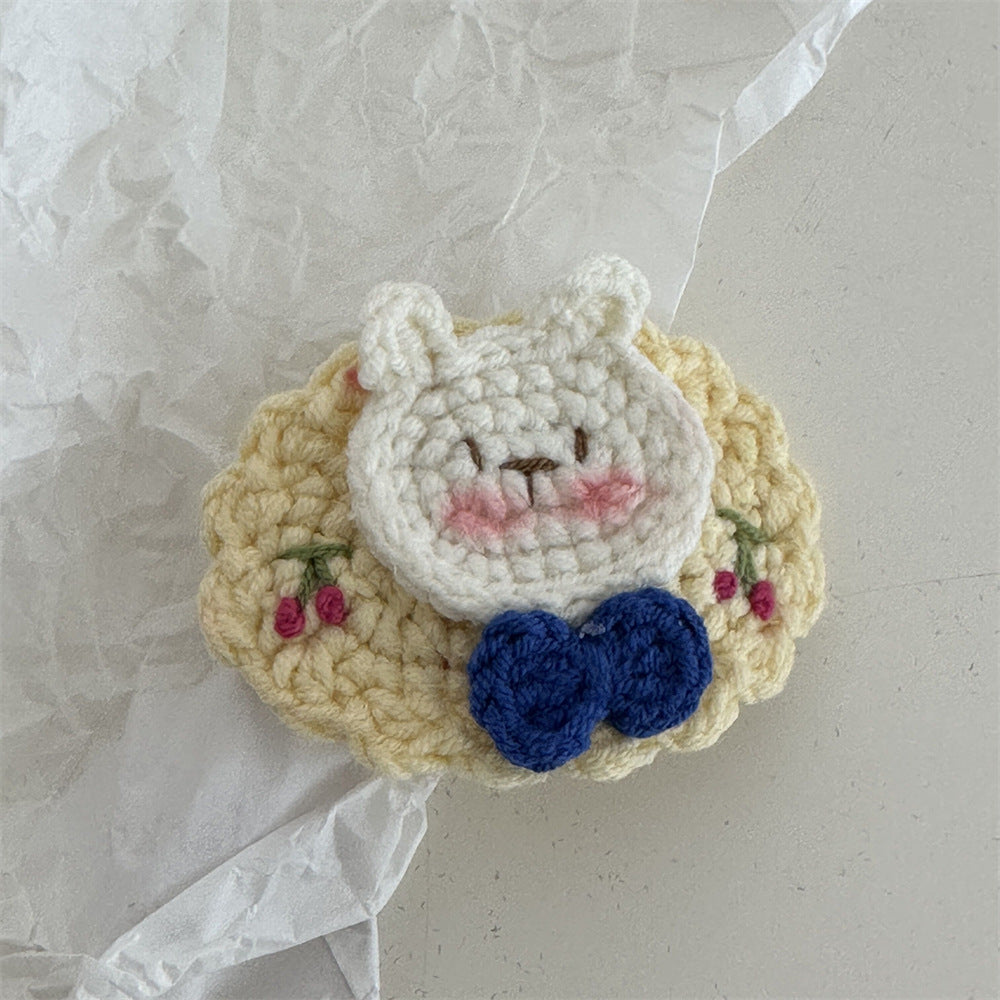 花朵刺繡編織髮夾