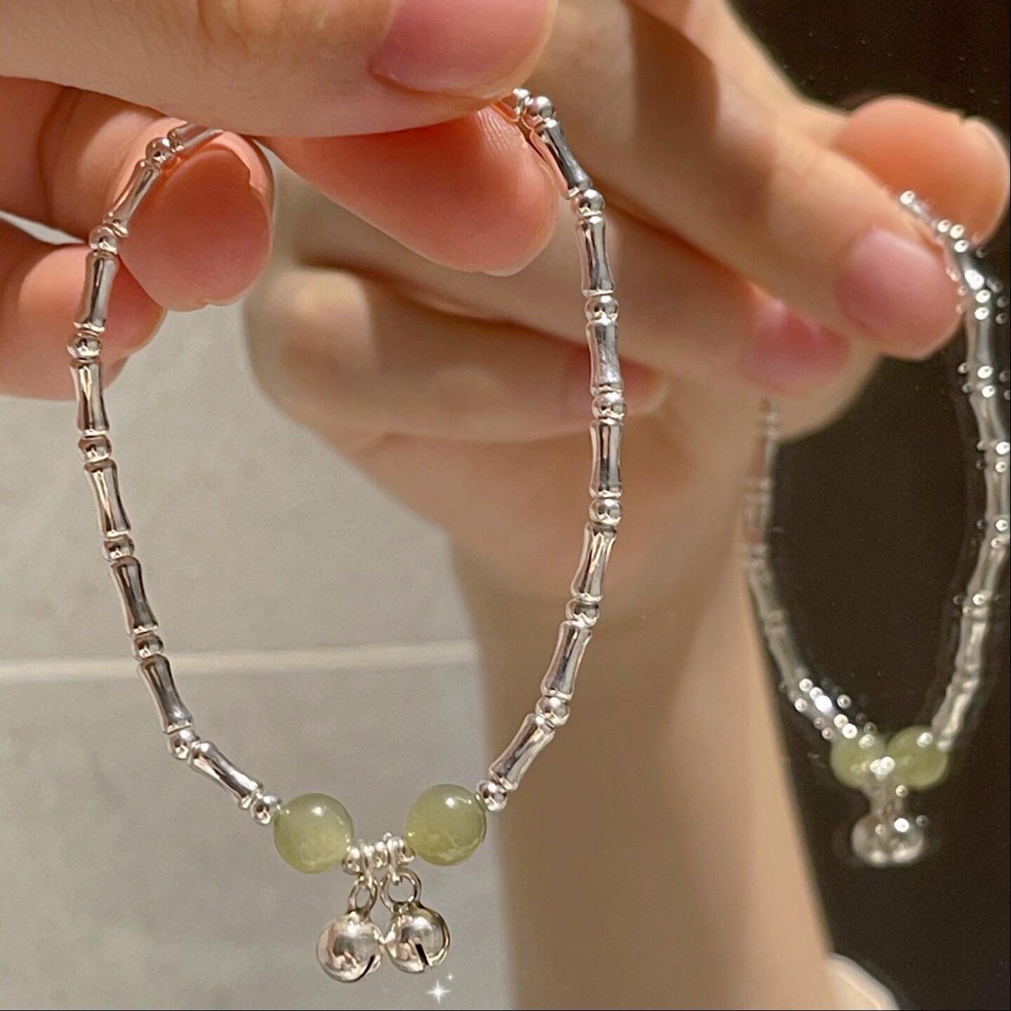 新中式竹節鈴鐺手鏈女簡約輕奢高級感手串小眾設計清冷感手飾手環