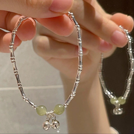 新中式竹節鈴鐺手鏈女簡約輕奢高級感手串小眾設計清冷感手飾手環