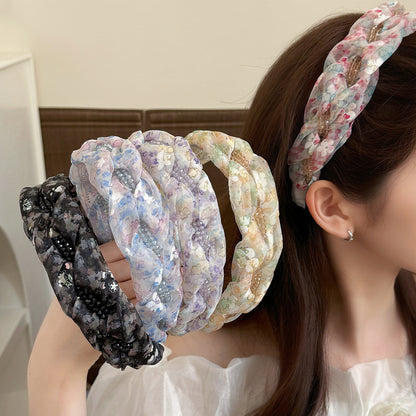 彩色網紗碎花編織髮箍－商品主圖｜https://igowo.tw/