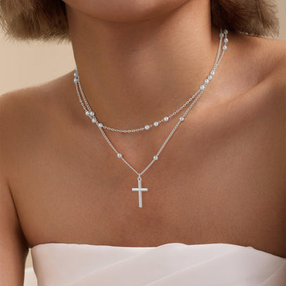 十字架雙層疊戴項鍊