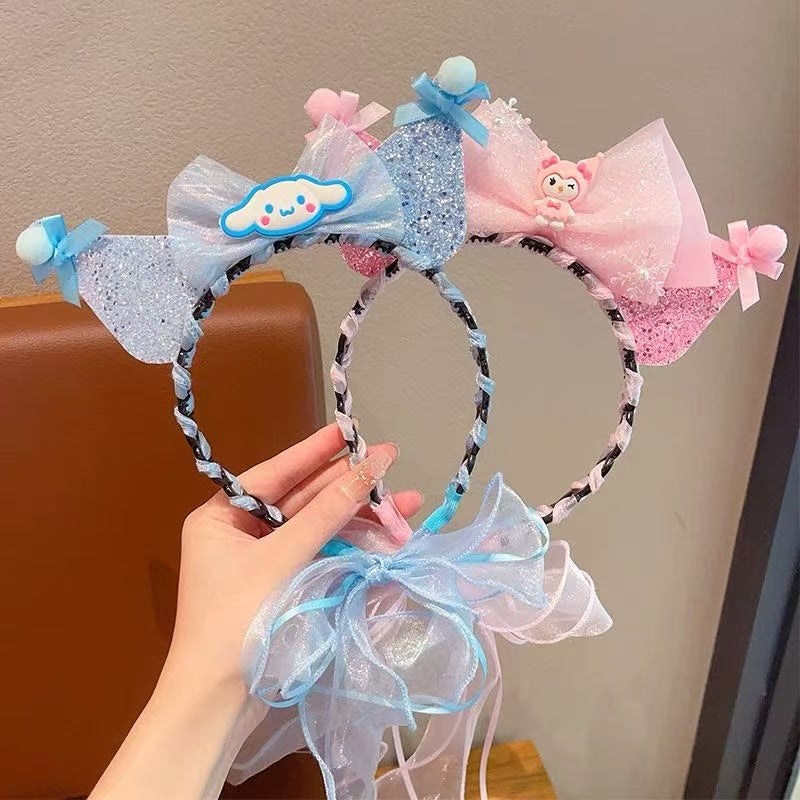 緞帶簡約髮箍－蝴蝶結庫洛米款實拍｜https://igowo.tw/