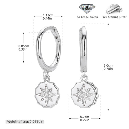 S925 新款耳墜時尚個性鑲鋯八芒星耳飾輕奢小眾高級感飾品
