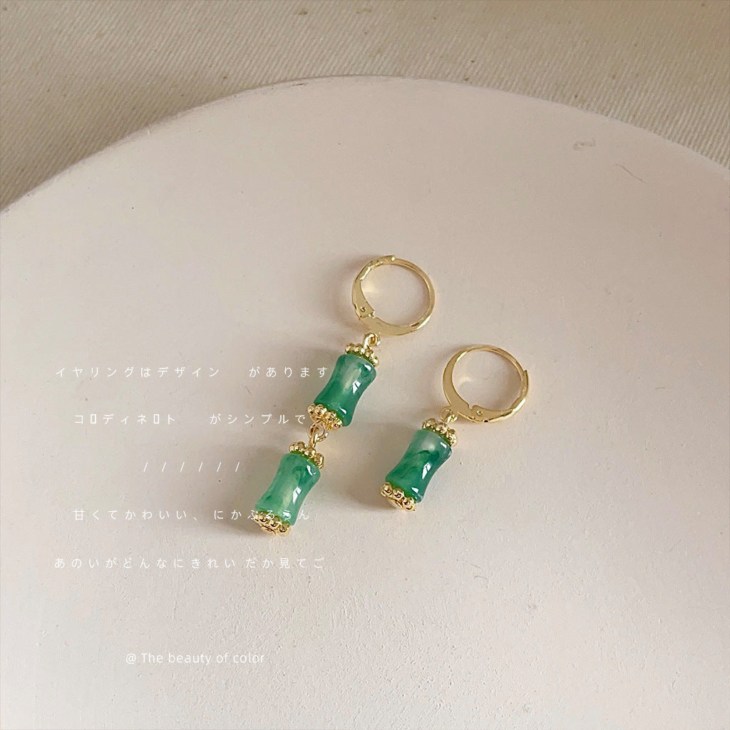 綠色簡約耳釘