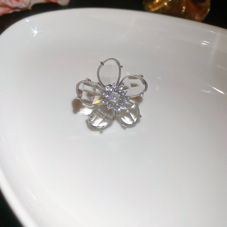 鋯石水晶花朵耳夾無耳洞耳骨夾時尚百搭耳環清新甜美簡約耳飾批發