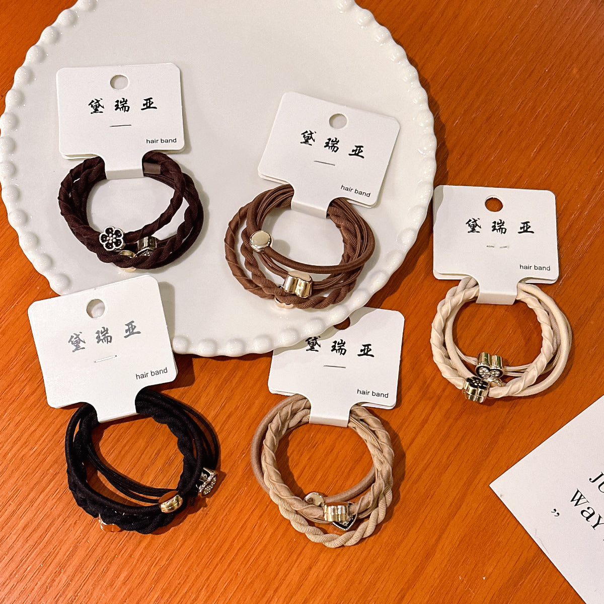 彈力繩簡約髮圈四件組－商品主圖｜https://igowo.tw/
