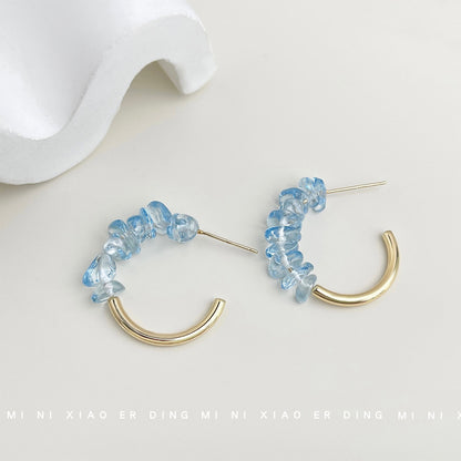 海藍寶水晶圓形耳環－商品主圖｜https://igowo.tw/