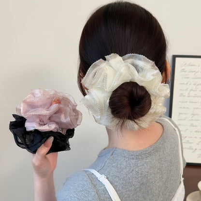 粉色網紗大腸圈髮圈－商品主圖｜https://igowo.tw/