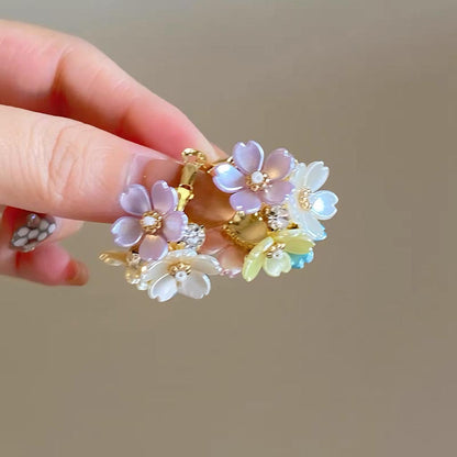 氛圍感彩色花朵耳環