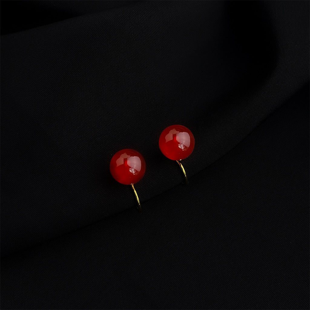 紅色琺瑯復古耳夾－細節特寫8｜https://igowo.tw/