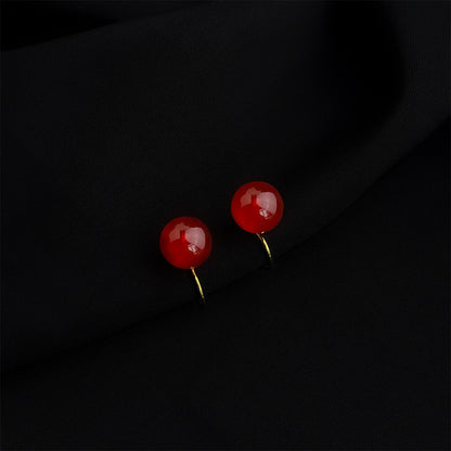 紅色琺瑯復古耳夾－細節特寫8｜https://igowo.tw/