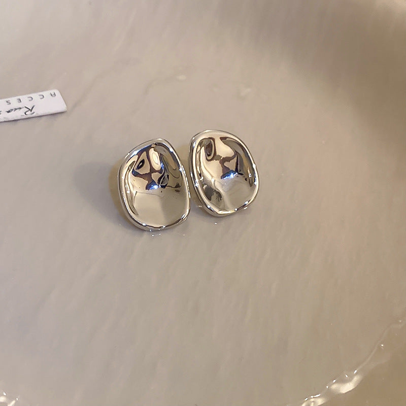 銀針真金電鍍金屬幾何耳釘氣質冷淡風耳環跨境輕奢夏季高級感耳飾