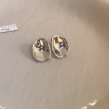 銀針真金電鍍金屬幾何耳釘氣質冷淡風耳環跨境輕奢夏季高級感耳飾