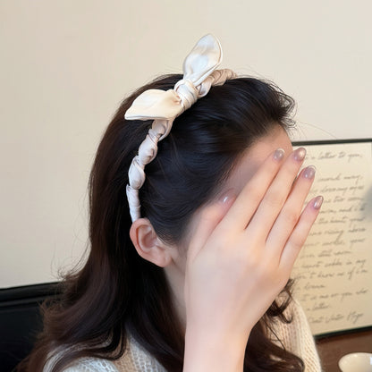 布面蝴蝶結髮箍－深咖色款實拍｜https://igowo.tw/
