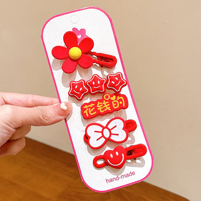 紅色蝴蝶結髮夾