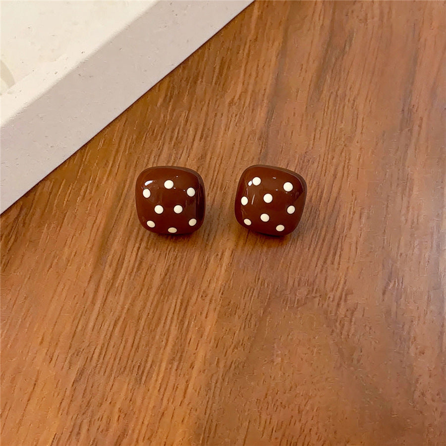 琺瑯波點簡約耳釘
