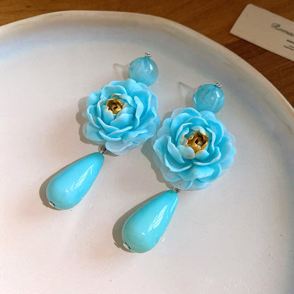 黃色樹脂花朵耳釘